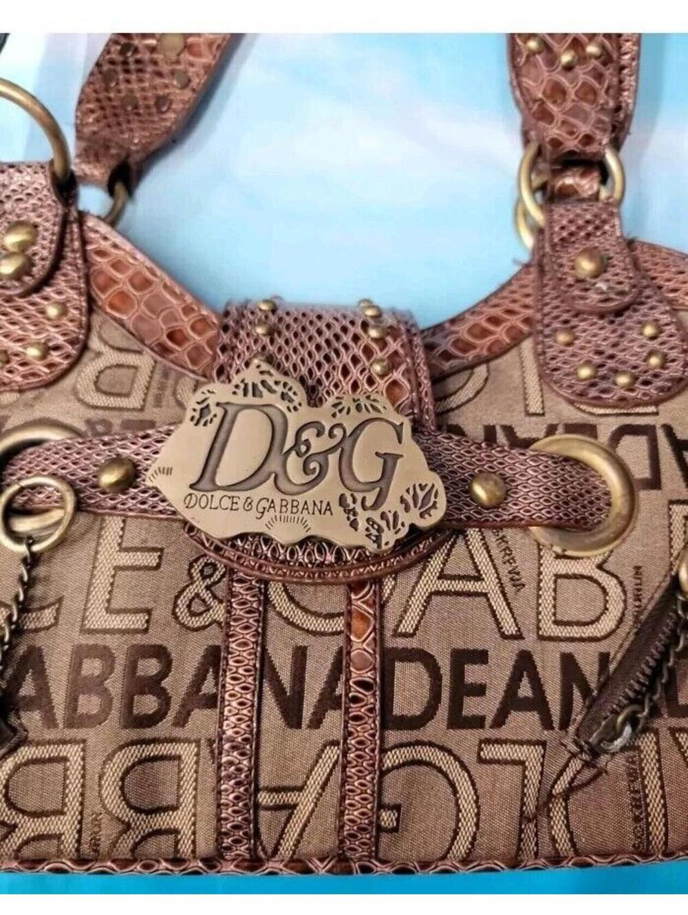 Dolce & Gabbana Vintage Brown Big Logo women's Western Shoulder Bag EUC - Picture 4 of 14